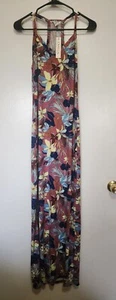 CAPELLA Large Floral Maxi Bodycon Dress V-neck Halter Back Beach Tropical NWT - Picture 1 of 6