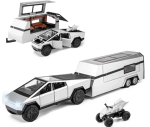 Remolque pickup 1/32 para Tesla Cybertruck modelo de coche de aleación vehículo de metal fundido a presión - Imagen 1 de 6