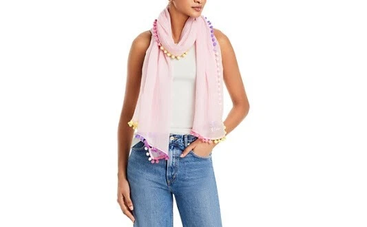 Echo Gumball Pompom Wrap Scarf, Candy Pink, 29"W x 74"L - Image 1 of 1