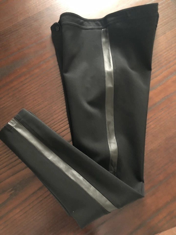 BURBERRY LONDON Leather Side Stripe Panel Skinny pants Black US 14 UK 16 - Image 1 of 4