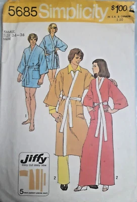 Kimono Robe SHORT Mens S 34 36 Simplicity 5685 Sewing Pattern Cut Jiffy  Bath - Image 1 of 4