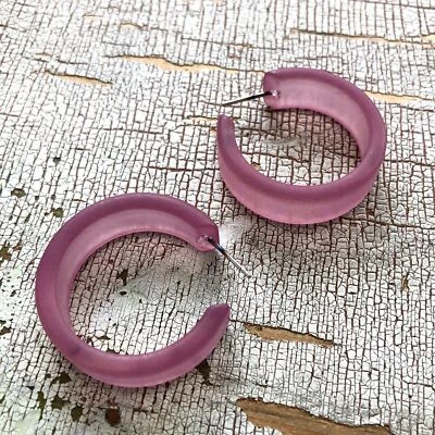 Amethyst Frosted Chandler Hoop Earrings - Image 1 of 4