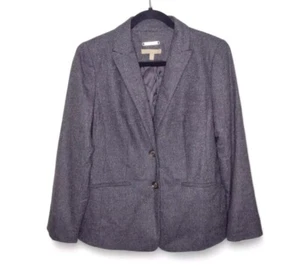 Talbots Italian Fabric Wool-Blend Blazer 8P Petite Gray Tweed Two-Button NWOT - Picture 1 of 11