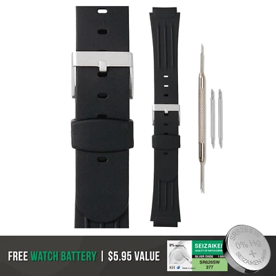 Correa de reloj Morellato Meltemi de goma negra - resistente al agua + batería extra Foto 1 de 4