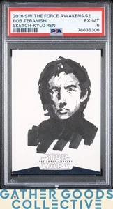 2016 Topps Star Wars Force Awakens Serie 2 Schizzo Rob Teranishi Kylo Ren PSA 6 - Foto 1 di 2
