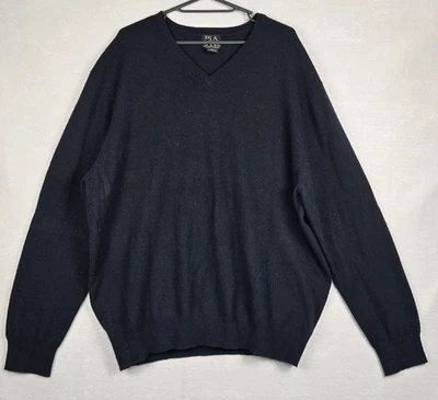 Suéter Jos A Bank Traveler's Collection Para Hombre XL Negro Cuello en V 100% Cachemira Foto 1 de 4