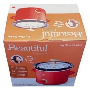 BEAUTIFUL Drew Barrymore Slow Cooker NEW 2 Quart Tomato Red Mini 2QT Small Pot - Picture 1 of 23