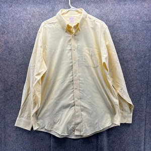 Brooks Brothers Dress Shirt Mens 16 35 Yellow Button Down Oxford Cotton Pocket - Picture 1 of 12
