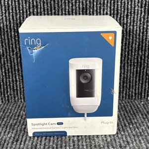 Ring Spotlight Cam Plus Plug-In White -Outdoor Camera Brand New OPEN BOX - Picture 1 of 4