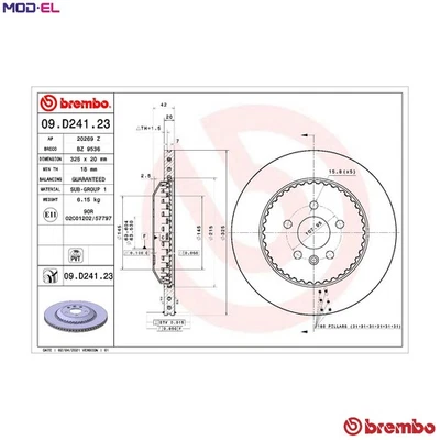 2x BRAKE DISC 09.D241.23 FOR LAND ROVER DISCOVERY/SPORT/VAN RANGE/EVOQUE 1.5L - Image 1 of 4