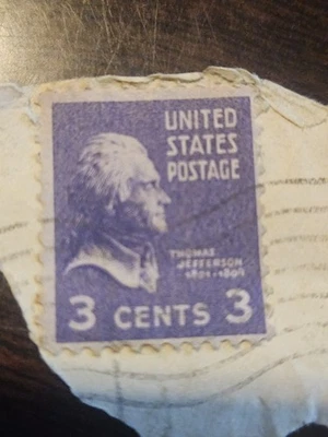 rare thomas jefferson violet 3 cent stamp - Image 1 of 3