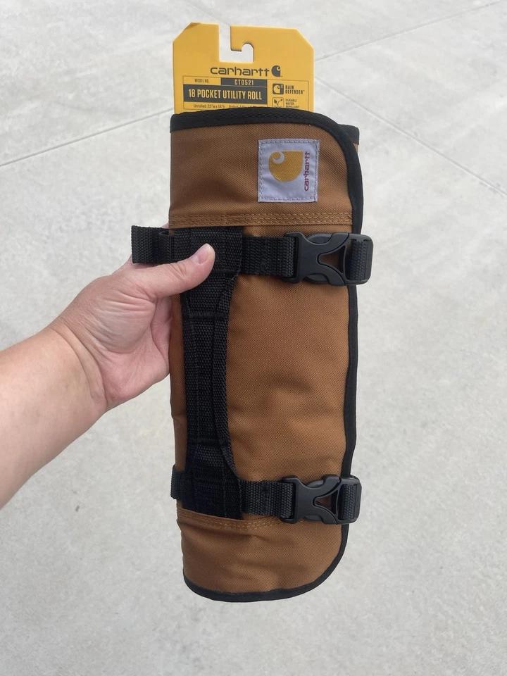 Carhartt 18 Tool Pocket Utility Roll Tool Bag Electrician Brown CT0521 New - Image 1 of 4