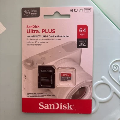 SANDISK SDSQUBC-064G-AT61A Ultra PLUS 64GB microSDXC UHS-I Speed Up to 150MB/s - Image 1 of 2
