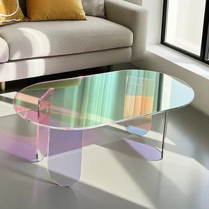 Mesa de centro mesa de salón mesa de café vidrio acrílico mesa auxiliar mesa arco iris - Imagen 1 de 24