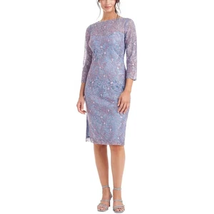 JS Collections Womens Blue Embroidered Cocktail and Party Dress 12 BHFO 3868 - Picture 1 of 2