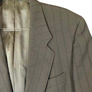 Valentino Uomo Made in Italy Virgin Wool Blazer Jacket 42L Olive Brown Stripe - Picture 1 of 12