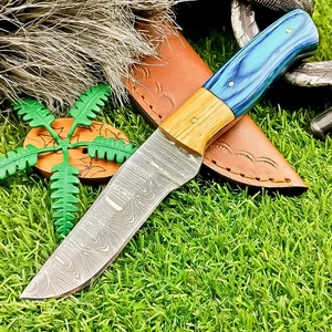 Cuchillo desollador de hoja de acero Damasco hecho a mano personalizado cuchillo de caza de camping TN-9198 - Imagen 1 de 8