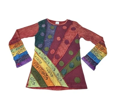 Top para mujer Y2K Rainbow Fairycore Boho Whimsy manga campana años 90 S/M 100 % algodón Foto 1 de 4