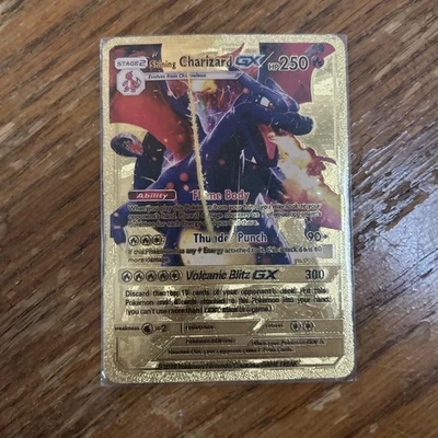 2019 Pokemon Shining Charizard GX Gold Foil Fan Art Collectible Card  - Image 1 of 3