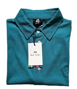 PAUL SMITH Shirt Men M Regular Fit Teal Green Jersey Cotton - Picture 1 of 11
