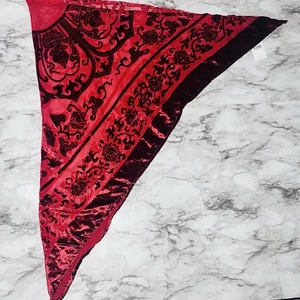 Cejon Scarf Shawl Wrap Triangle Felt Embroidery Red Women OS Old Money Opera - Picture 1 of 8
