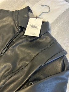 Bardot Vegan Black Poly Leather Playsuit Size S - Bild 1 von 6