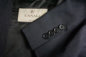 Canali 1934 ACTUAL Azul Cuadros 100% Lana 2 Piezas Traje Chaqueta Pantalones Talla 44R - Imagen 1 de 11