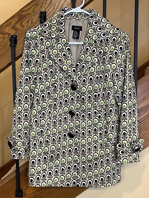 Chaqueta retro R Q T/botones lg/bronceado con patrón negro y verde/talla. SM Mujer’s Foto 1 de 4