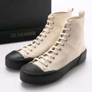 Unused item JIL SANDER sneakers Size 44 Shoes Canvas Ivory/Black Made in Spa... - Picture 1 of 8
