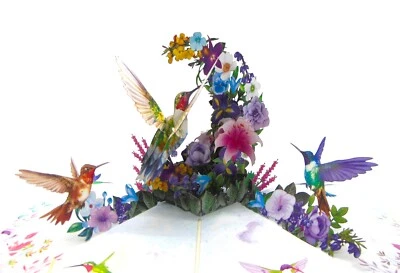 Graceful Hummingbirds, Pop Up Card, 3D Popup Greeting Cards for all occasion - Image 1 of 4