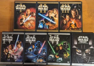 Star Wars DVD Prequel Trilogy & Original Trilogy 1-6 Widescreen 10 DVDS LIKE NEW - Foto 1 di 2
