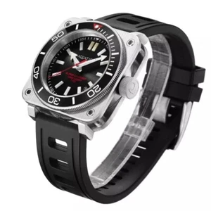 Orologio Aquatico Super Charger Acciaio Automatico 43 Uomo Subacqueo Quadrante/Cinturino Nero 1000m - Foto 1 di 6
