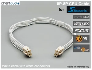 π24" White CPU 8P Cable for Seasonic: PRIME VERTEX FOCUS CORE TX-1600 PX-1000 - Afbeelding 1 van 1