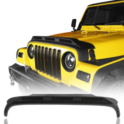 Protector de capó para Jeep Wrangler TJ 97-06 protector deflector de insectos de piedra + luces ámbar Foto 1 de 4