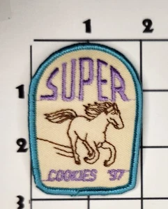 Super Cookies 1997 Patch Girl Scouts USA Vintage Iron On Embroidered Horse Pony - Picture 1 of 1