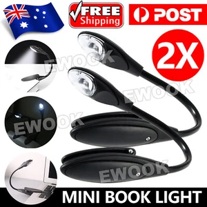 2X Mini Flexible Clip-On Bright Book Light Laptop LED Book Reading Light Lamp AU - Picture 1 of 9