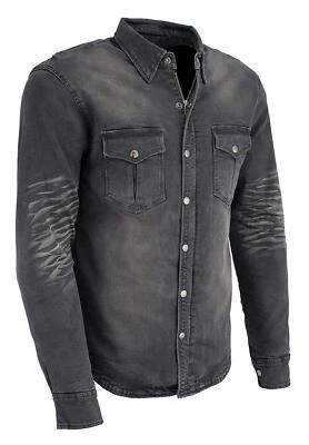 MENS MOTORCYCLE DENIM SHIRT SHOULDERS ELBOWS REINFORCED w/ ARAMID FIBER - SADP - Image 1 of 4