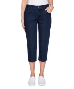 Ruby Rd. Elastic Waistband Ultra Comfortable Capri Jeans Dark Indigo Size 18 - Picture 1 of 4