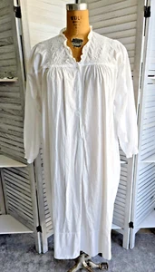 Romantic Modest Vtg White Cotton Pintuck Nightgown 20 Granny Prairie CottageCore - Picture 1 of 16