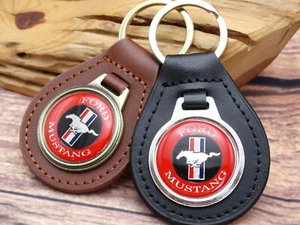 NEW RARE VINTAGE 1970s RED FORD MUSTANG CAR Leather Key Chain Ring Fob - Foto 1 di 7