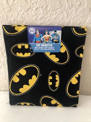 Batman Logo Fat Quarter DC Comics 18" x 21" Fabric Cloth Sewing NEW A22E - Image 1 of 2
