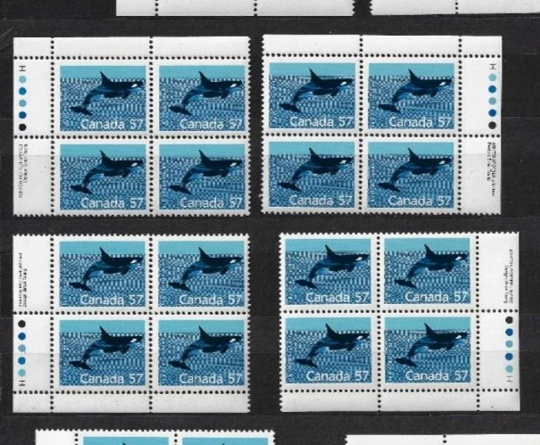Canadá SC# 1173i - Ballena asesina - Juego de bloques de placas MNH 1988 valor gato $100,00 Foto 1 de 1