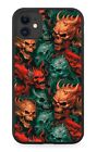 Demons Pattern Rubber Phone Case Demon Faces Face Heads Scary Horror Skulls CA33