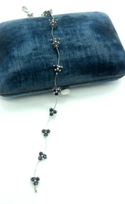 AU 10k Oro Blanco Zafiro Azul Triple Racimo Flores Onda Eslabón Brazalete 6.5" Foto 1 de 4