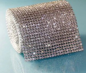 Hotfix CRYSTAL Mesh Strassband SS8 Borte 7,8cm 24 Reihen zum aufbügeln Strass - Picture 1 of 28