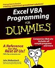 Excel VBA Programming For Dummies, Walkenbach, John, Used; Very Good Book