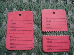 300 Etiquetas de etiqueta de precio de ropa etiqueta pistola colgante etiqueta roja grande 1 3/4""x 2 7/8"" - Imagen 1 de 1