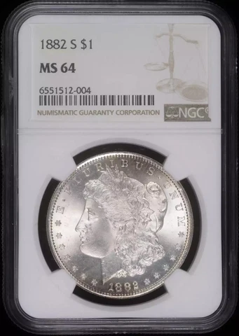 1882 S Morgan Silver Dollar NGC MS-64 Cover