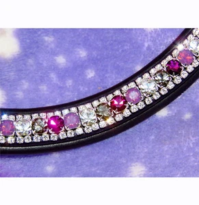 FSS Tanzanite Purple Amethyst Opal Grey Crystal SHIMMER Bling Curve Browband New - Picture 1 of 4