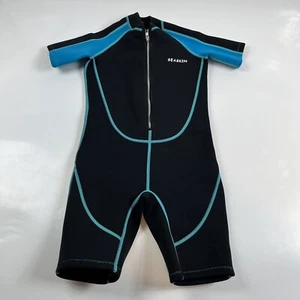 Seaskin Kids Wetsuit for Boys/Girls Shorty Diving Suits Front Zip Black Size 10 - Picture 1 of 9